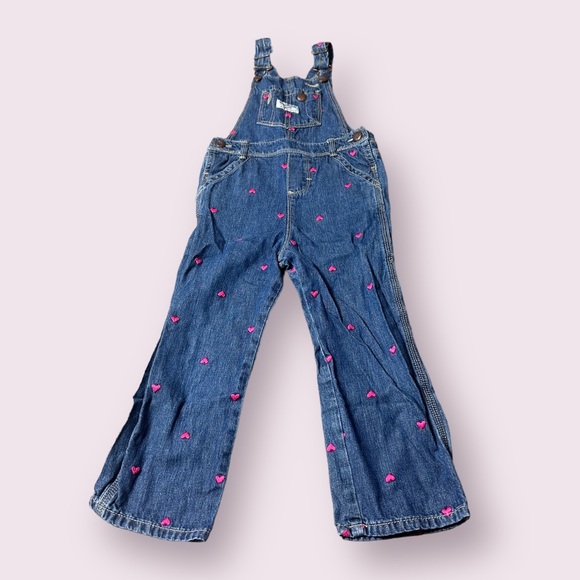 OshKosh B'gosh Other - Toddler Girl OshKosh B’Gosh Denim Overalls With All Over Heart Print Size 4T